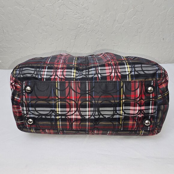 COACH F15467 Poppy Tartan Plaid Signature Glam Glitter Shoulder Tote FLAWLESS! - Picture 12 of 13